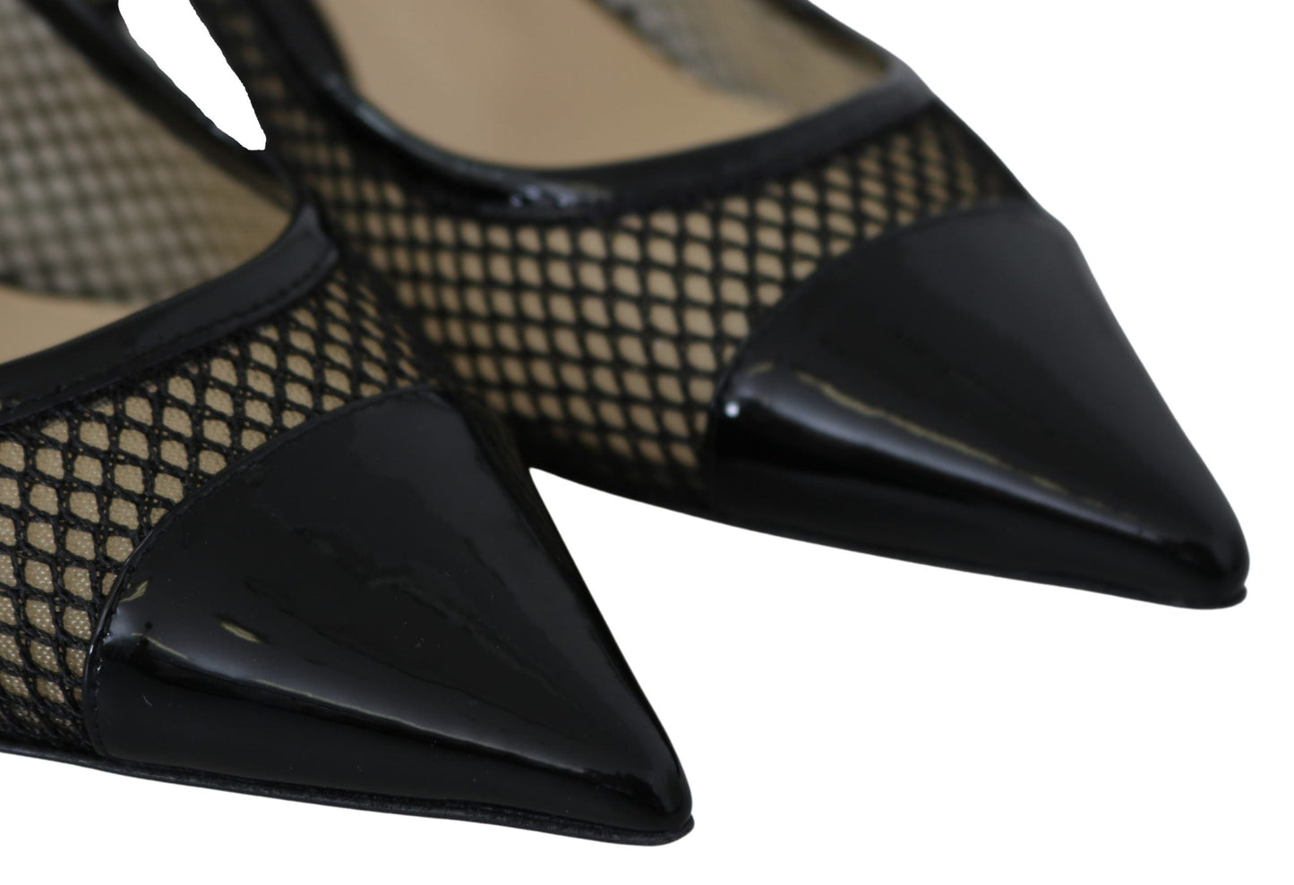 Jimmy Choo Black Mesh and Leather Amika 50 Women's Pumps