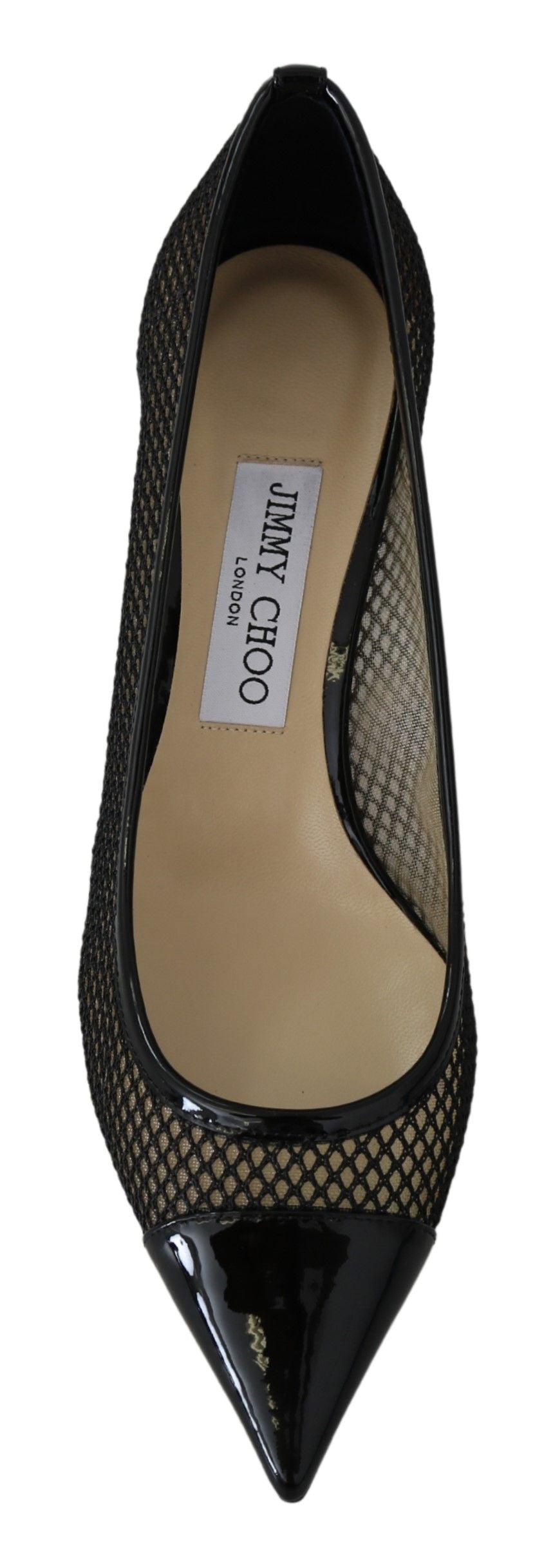 Jimmy Choo Black Mesh and Leather Amika 50 Women's Pumps
