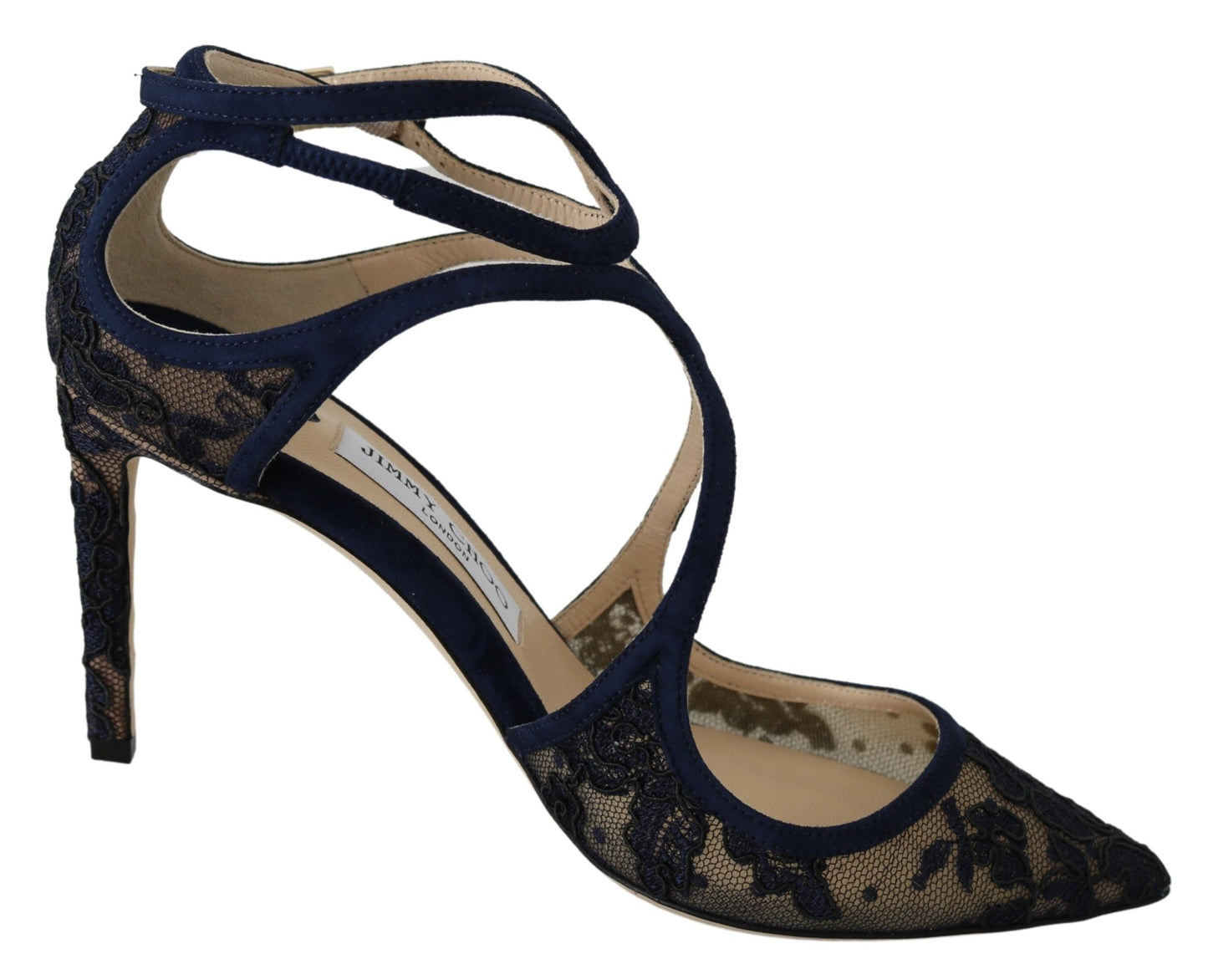 Jimmy Choo Navy Blue Lancer 85 Sandals Women's Pumps