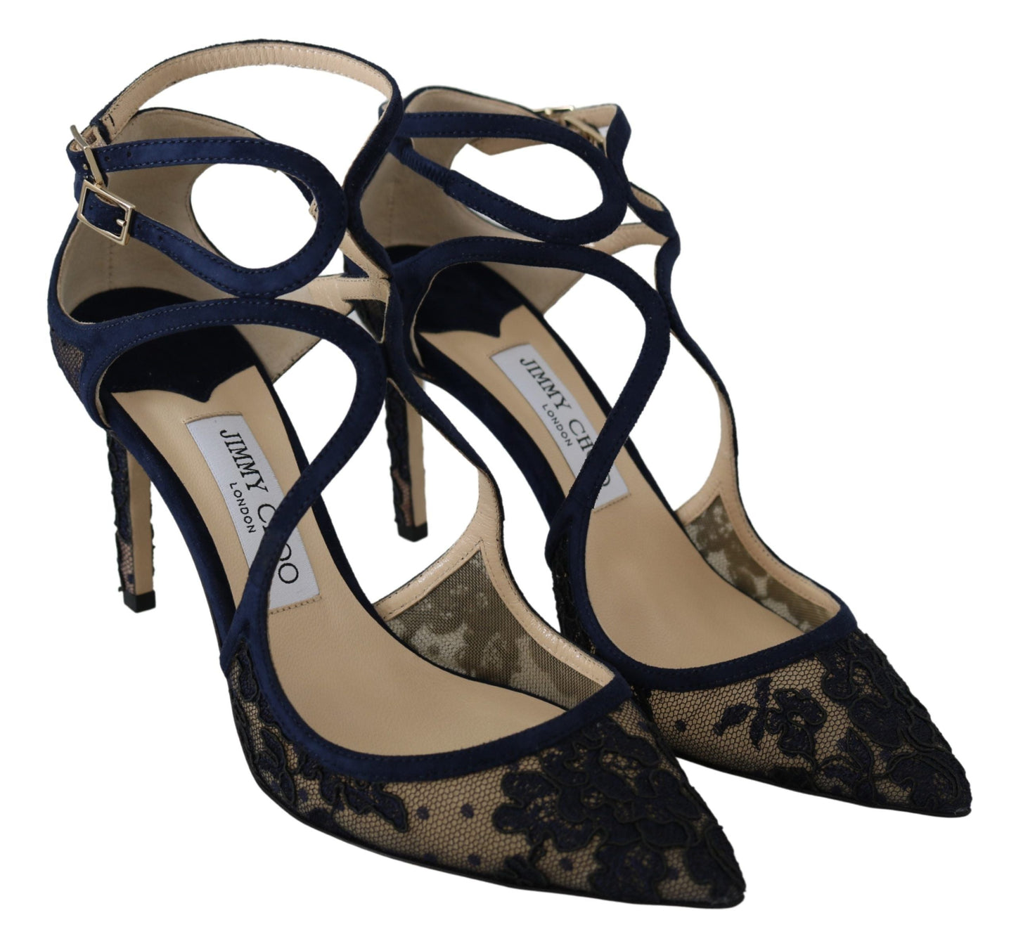 Jimmy Choo Navy Blue Lancer 85 Sandals Women's Pumps