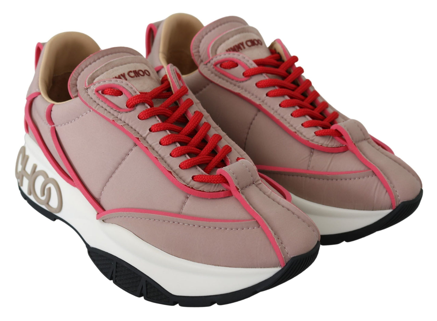 Jimmy Choo Ballet Pink and Red Raine Women's Sneakers