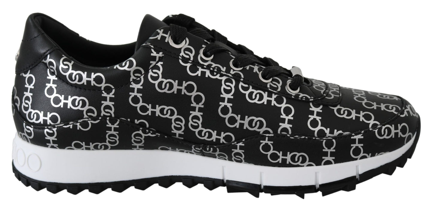 Jimmy Choo Black and Silver Leather Monza Women's Sneakers