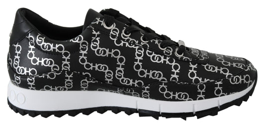 Jimmy Choo Black and Silver Leather Monza Women's Sneakers