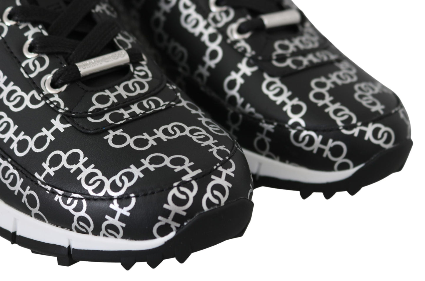 Jimmy Choo Black and Silver Leather Monza Women's Sneakers