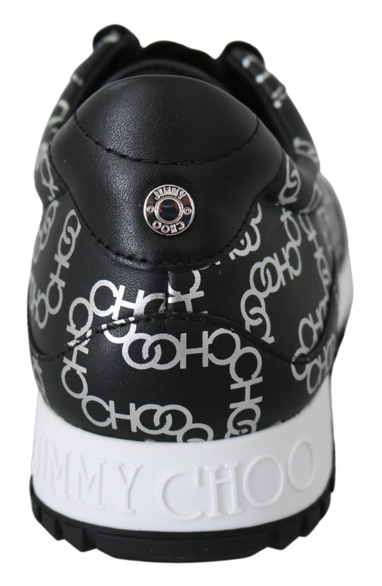 Jimmy Choo Black and Silver Leather Monza Women's Sneakers