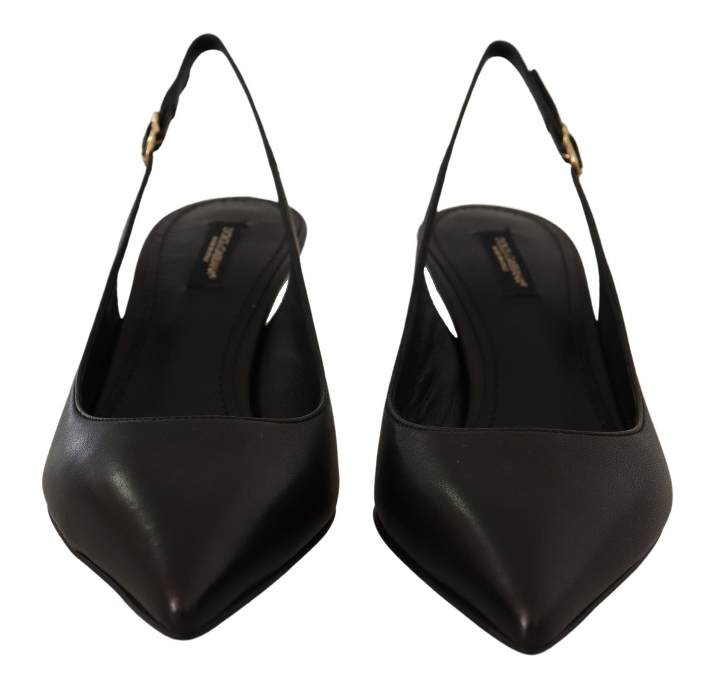 Dolce & Gabbana Black Leather Slingbacks Heels Pumps Women's Shoes