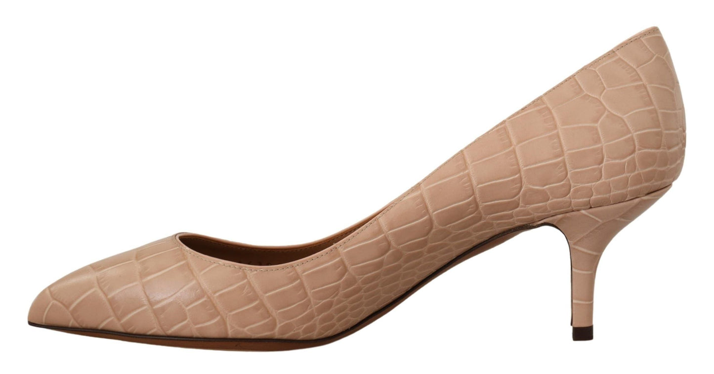 Dolce & Gabbana Beige Leather Pointed Heels Pumps Women's Shoes