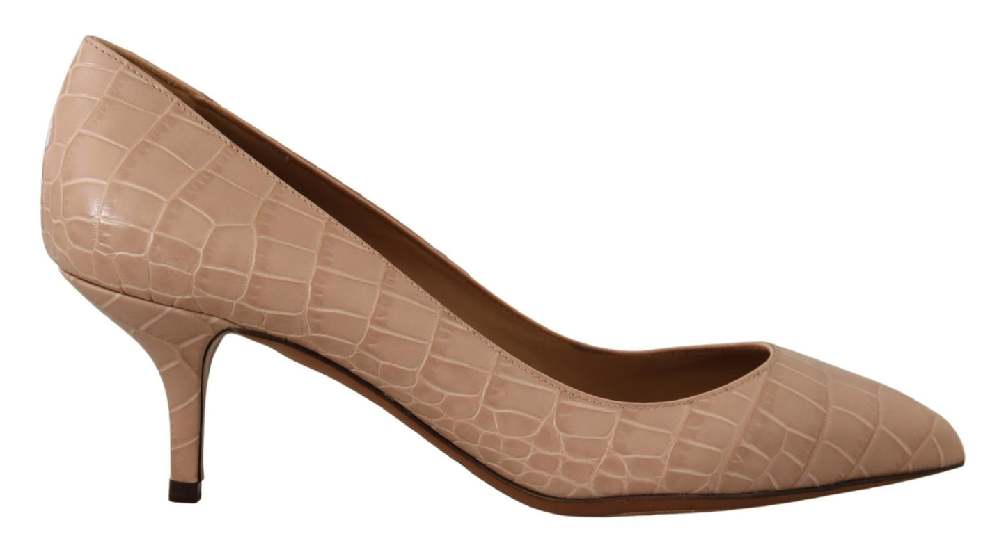 Dolce & Gabbana Beige Leather Pointed Heels Pumps Women's Shoes