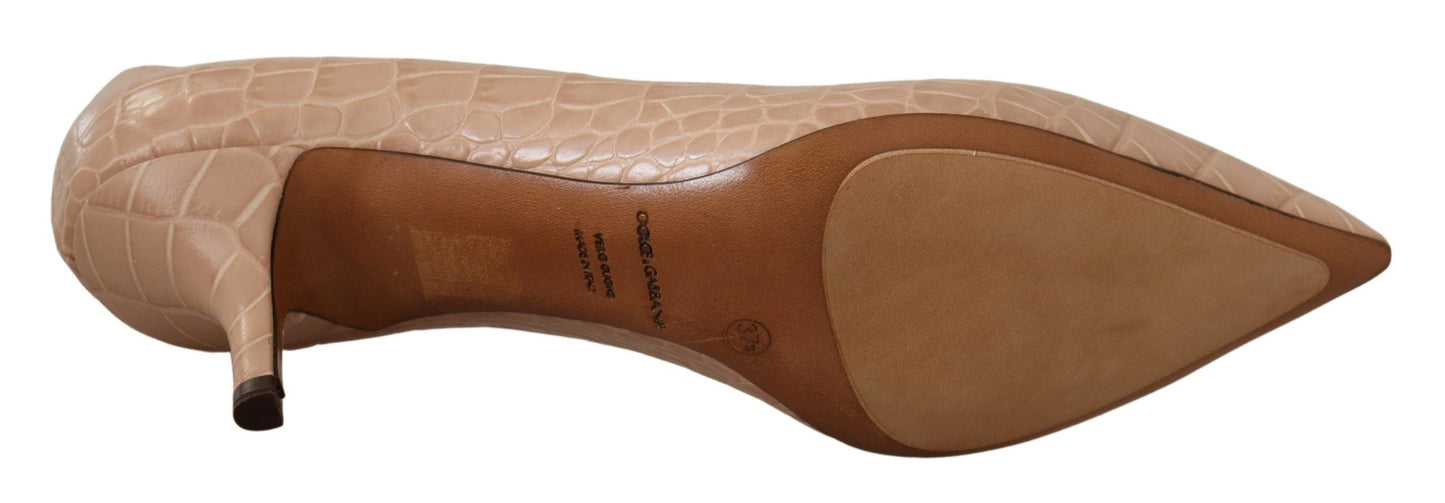 Dolce & Gabbana Beige Leather Pointed Heels Pumps Women's Shoes