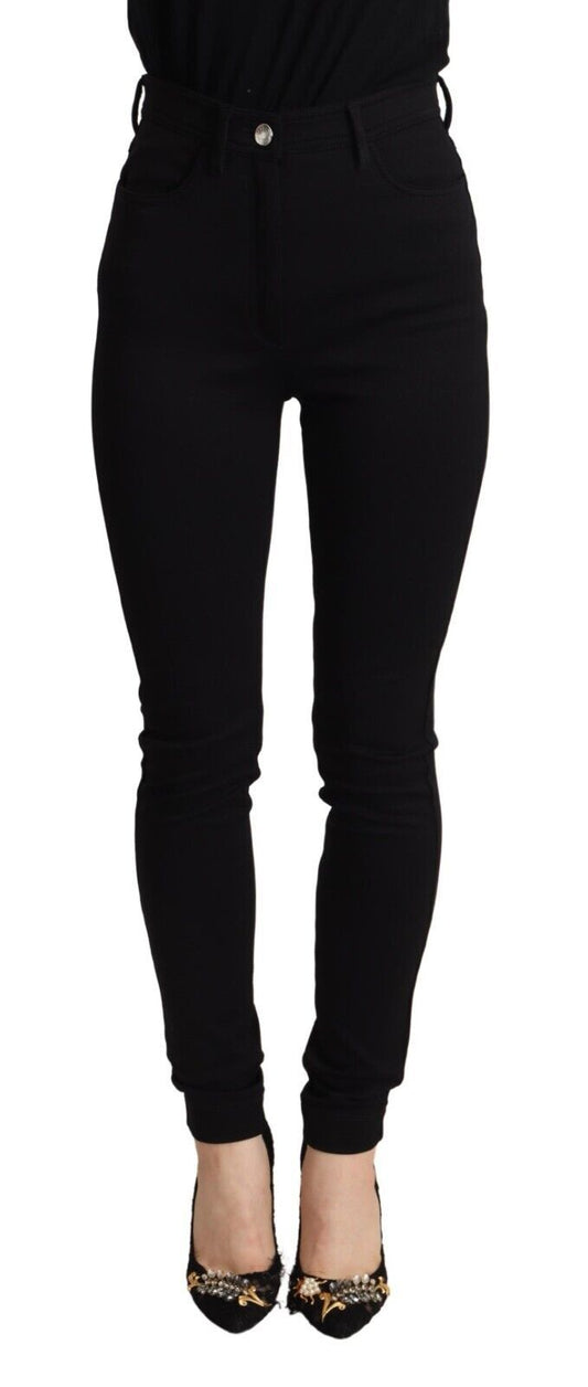 Dolce & Gabbana Black High Waist Skinny Slim Fit Women's Pants