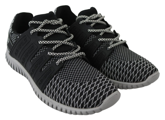 Plein Sport Black Polyester Runner Mason Sneakers Men's Shoes