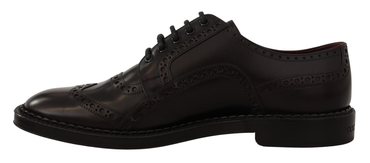 Dolce & Gabbana Purple Leather Oxford Wingtip Formal Men's Shoes