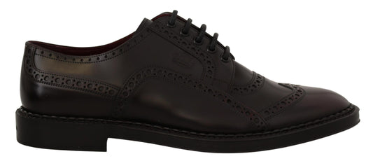 Dolce & Gabbana Purple Leather Oxford Wingtip Formal Men's Shoes