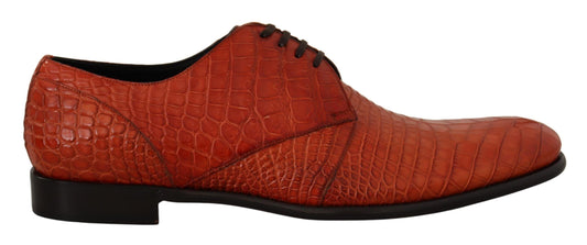 Dolce & Gabbana Orange Exotic Leather Dress Derby Men's Shoes