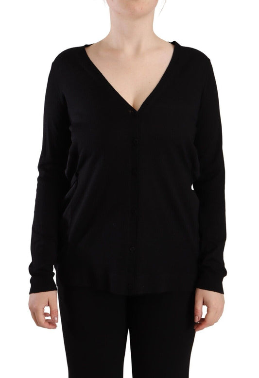 Dolce & Gabbana Black Wool V-neck Long Sleeves Pullover Women's Top