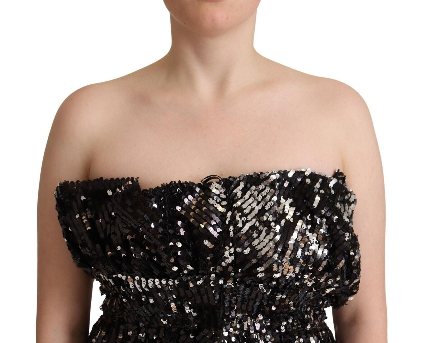 Aniye By Black Sequined Polyester Strapless Cocktail Blouse Women's Top