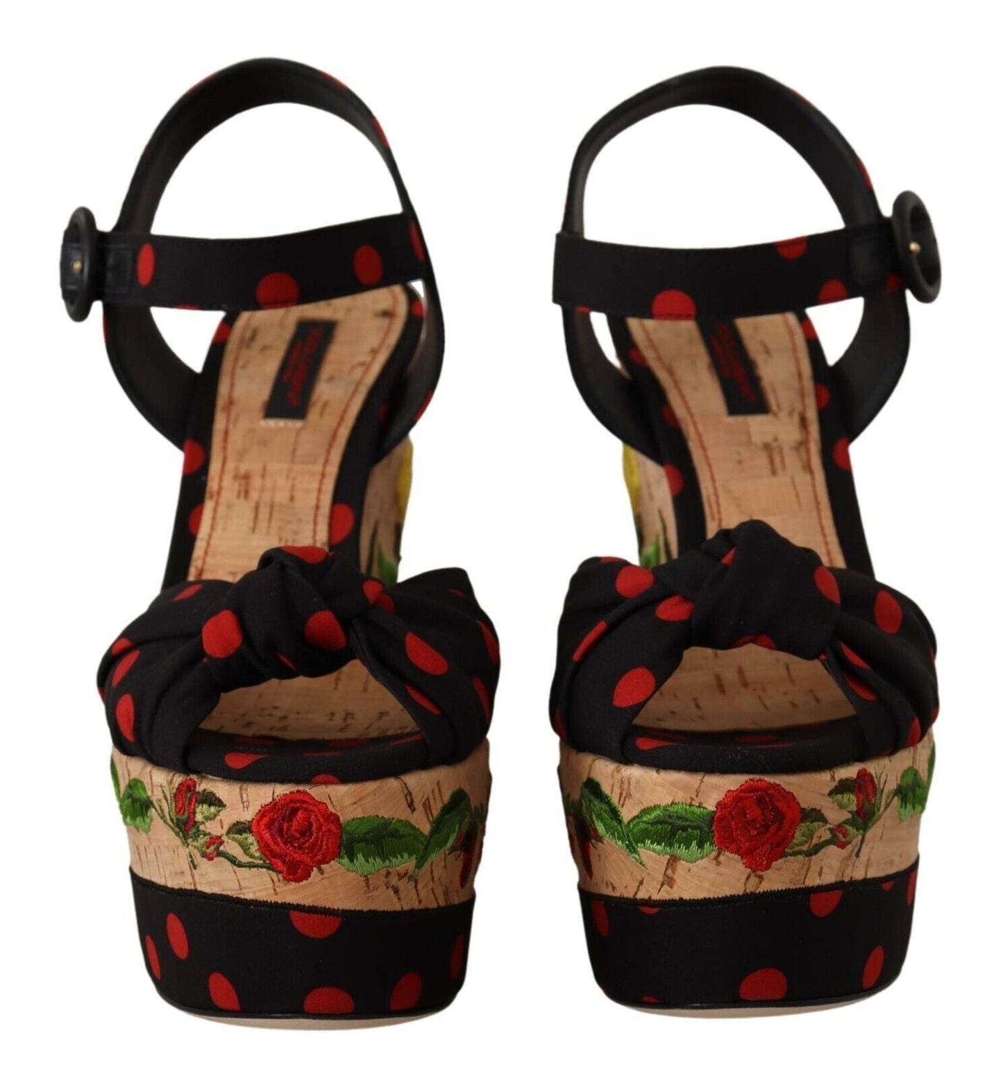 Dolce & Gabbana Multicolor Platform Wedges Sandals Charmeuse Women's Shoes