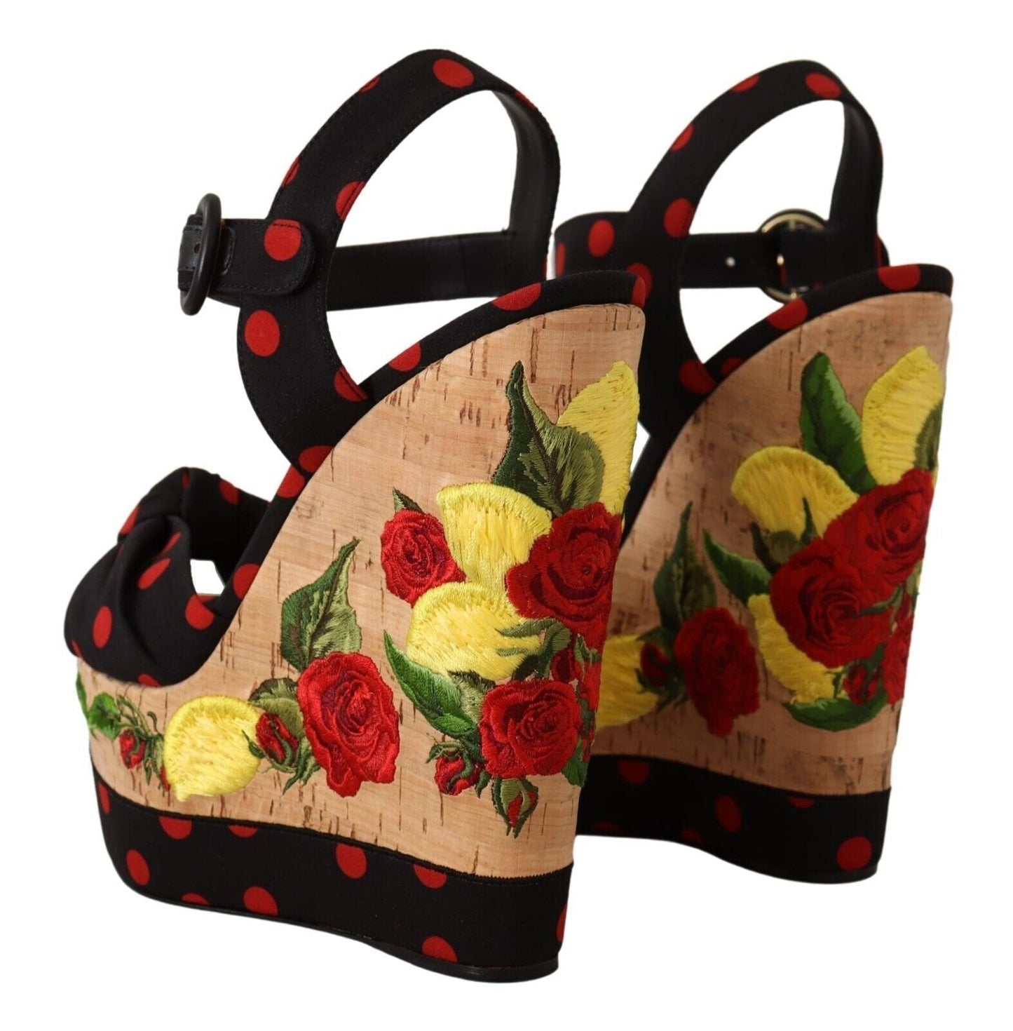 Dolce & Gabbana Multicolor Platform Wedges Sandals Charmeuse Women's Shoes