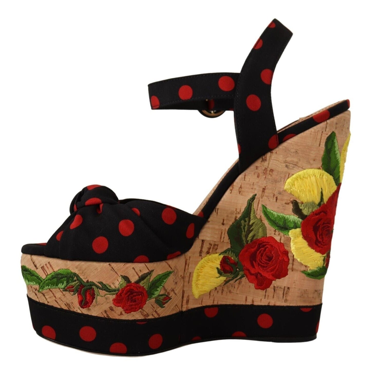 Dolce & Gabbana Multicolor Platform Wedges Sandals Charmeuse Women's Shoes