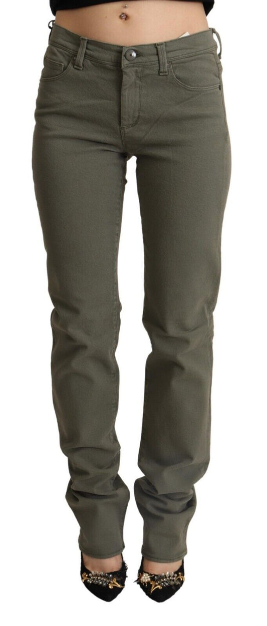 Ermanno Scervino Gray Low Waist Cotton Skinny Denim Trouser Women's Jeans