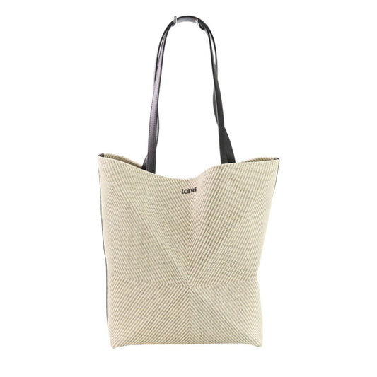 Loewe Beige Black Cotton Leather Tote Bag (Pre-Owned)
