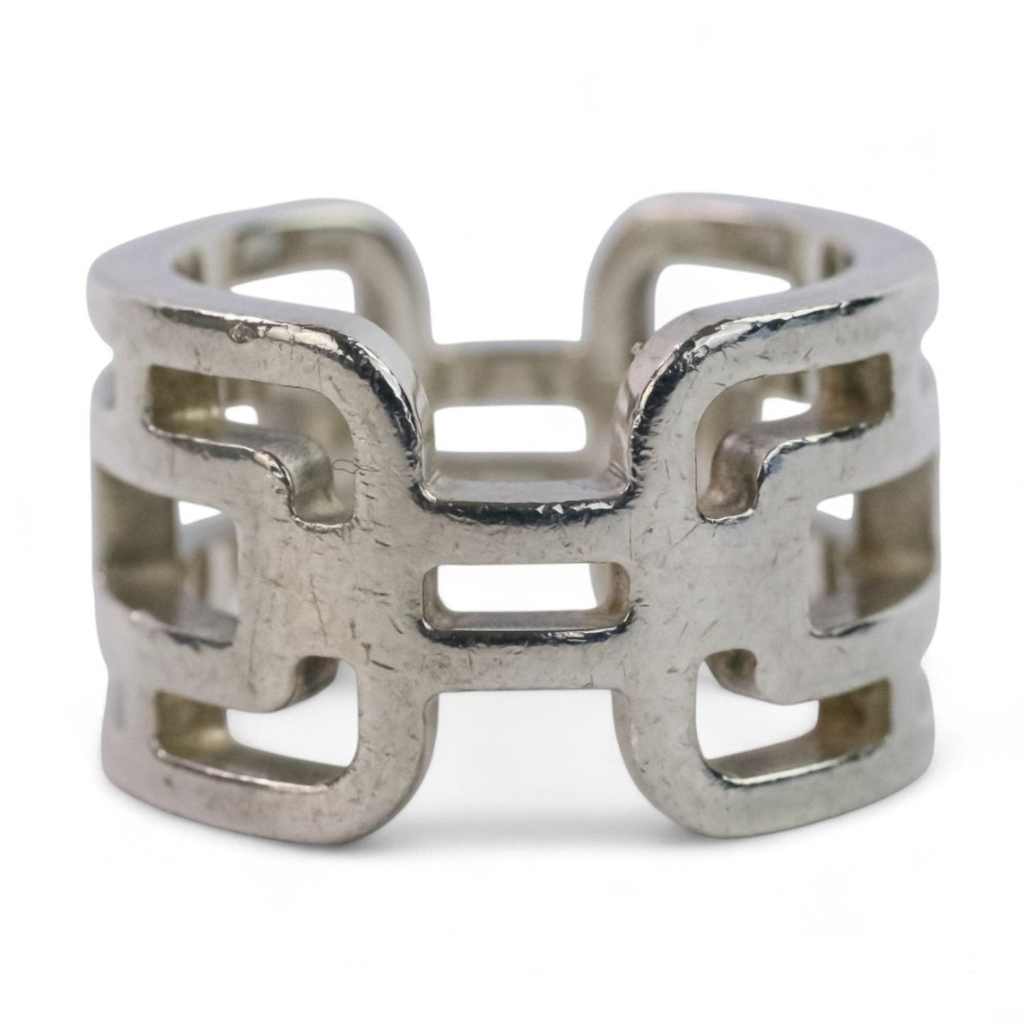 Hermes Silver Silver 925 Band Ring (Pre-Owned)