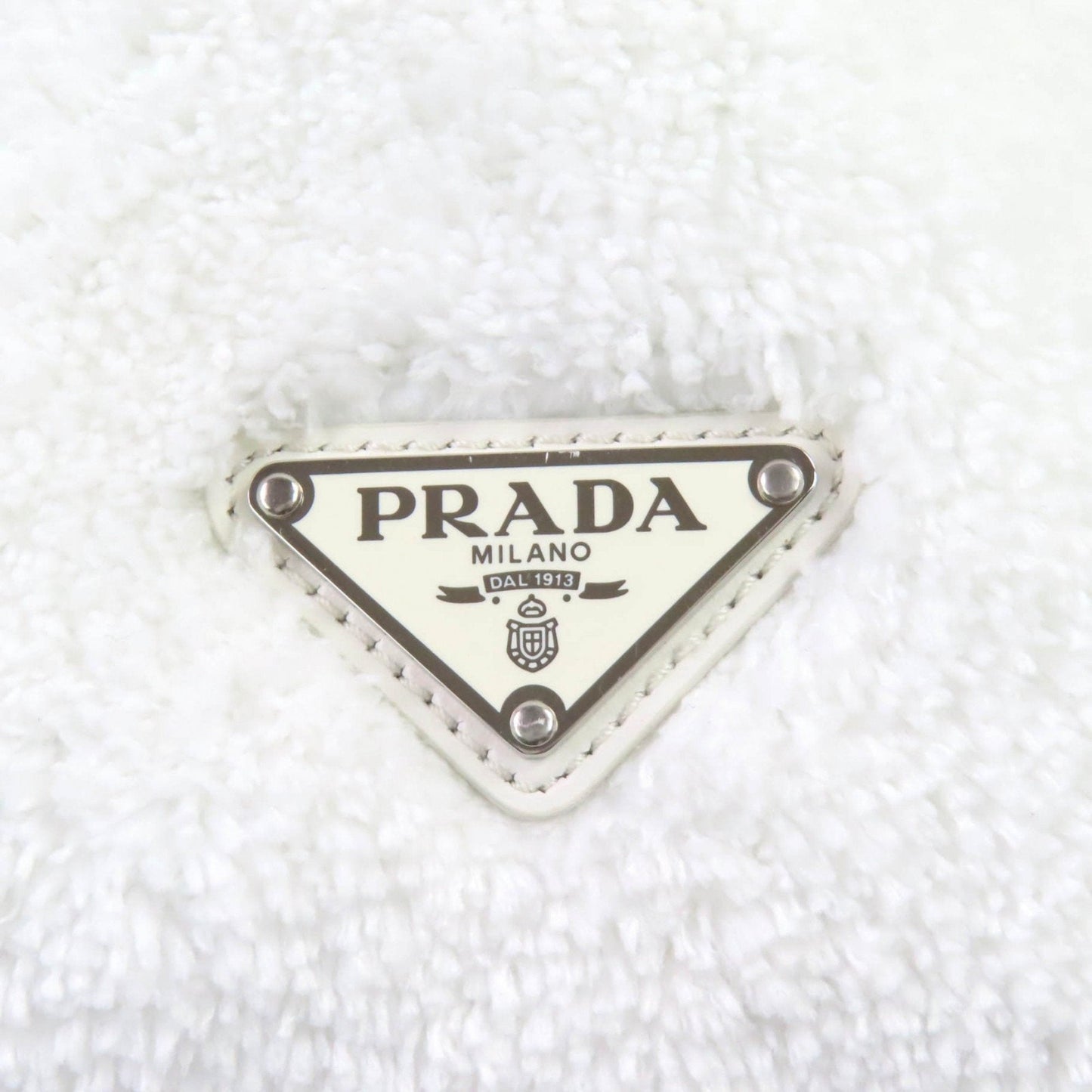Prada Black White Polyester Leather Tote Bag (Pre-Owned)