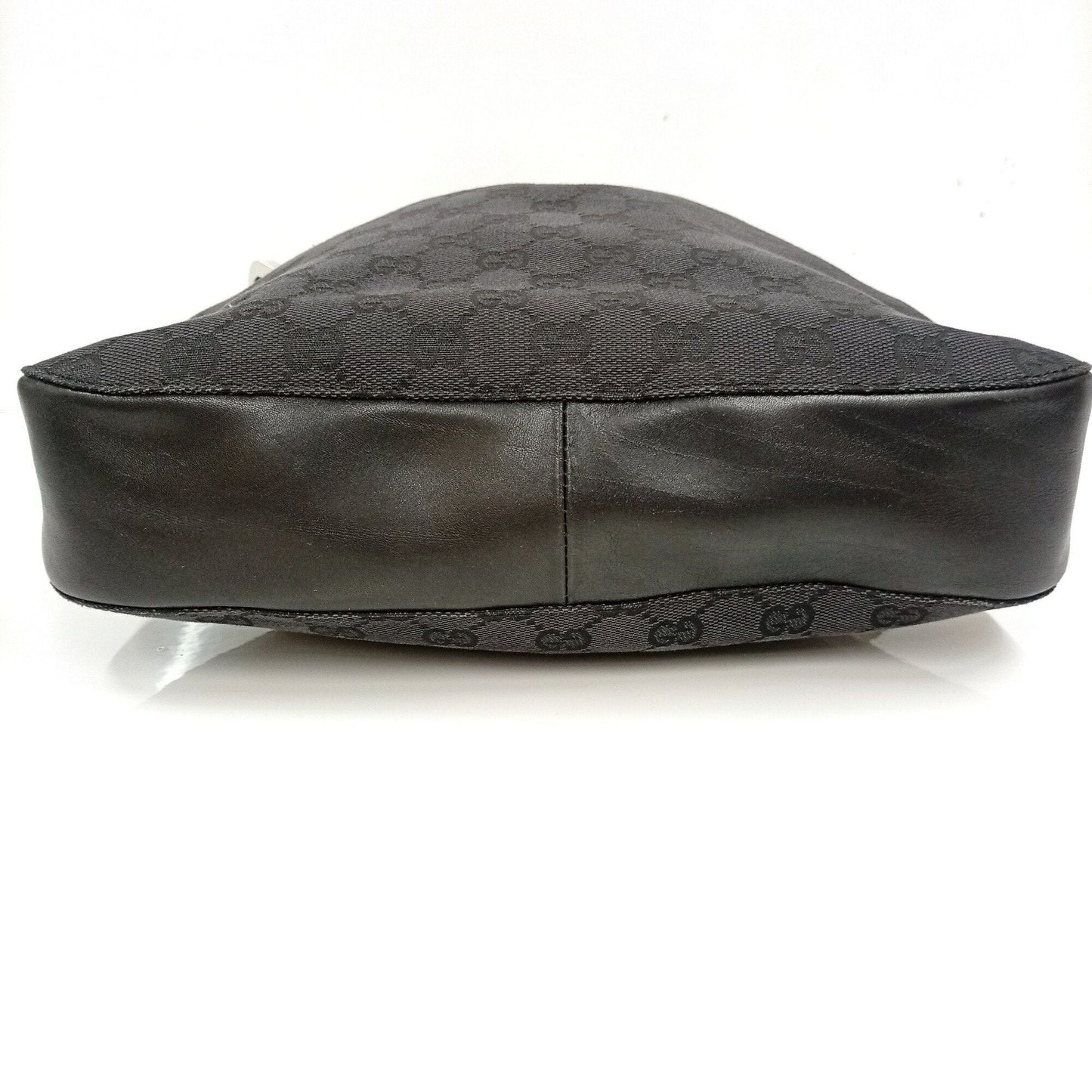 Gucci Black Dark Gray Gg Canvas Leather Handbag (Pre-Owned)