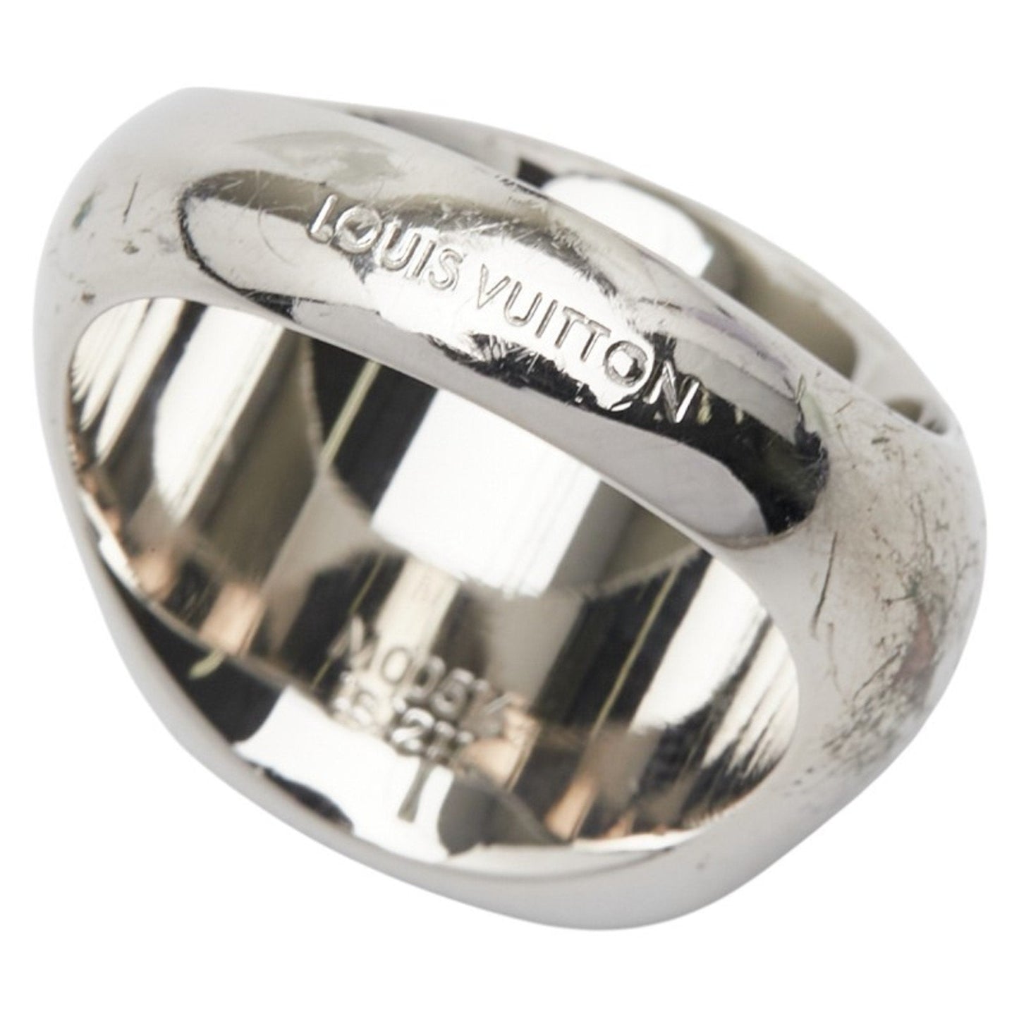 Louis Vuitton Silver Brown Band Ring (Pre-Owned)