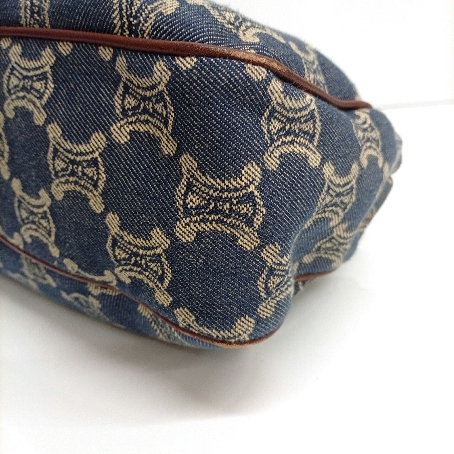 Celine Blue Brown Canvas Leather Handbag (Pre-Owned)