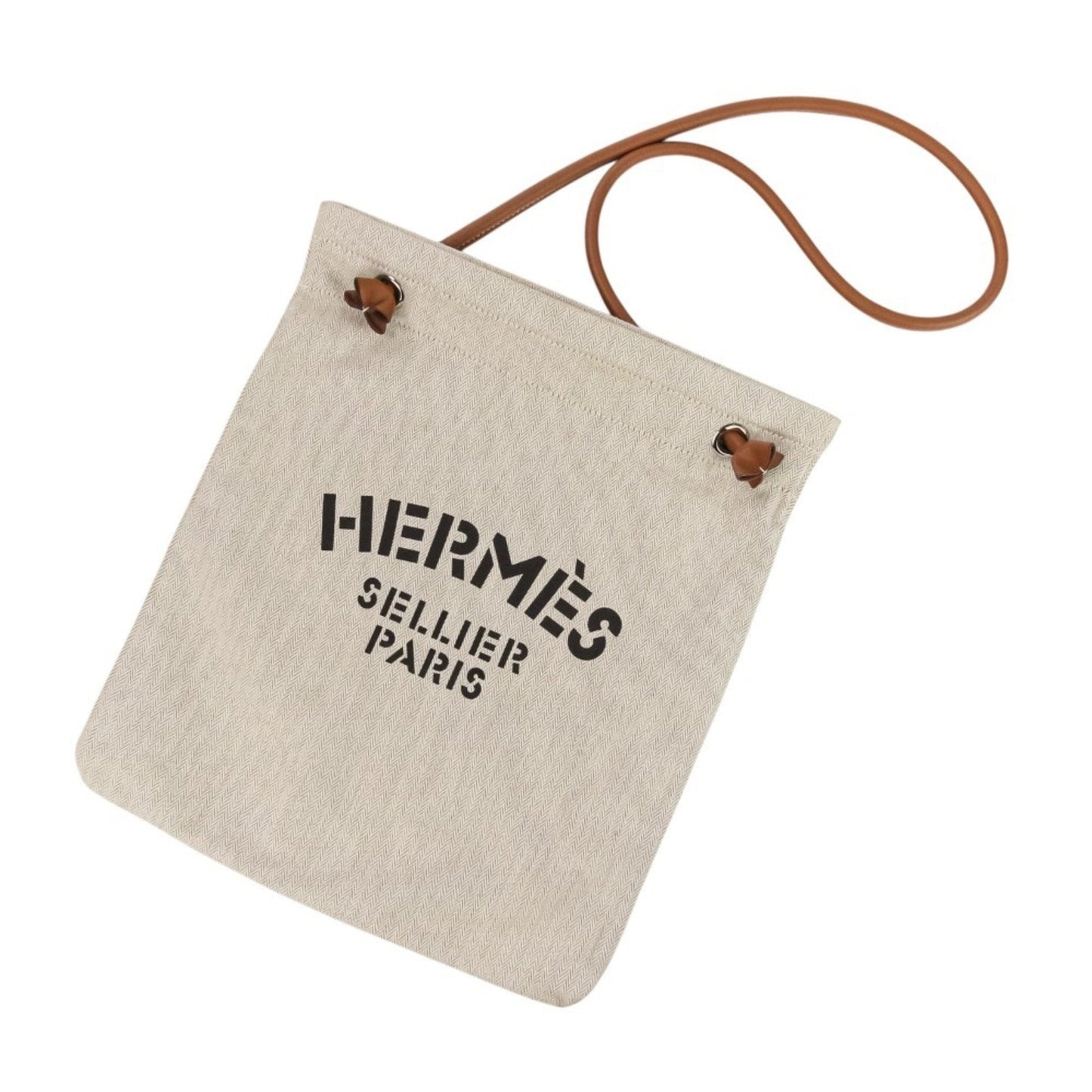Hermes Brown Ivory Toile Chevron Shoulder Bag (Pre-Owned)