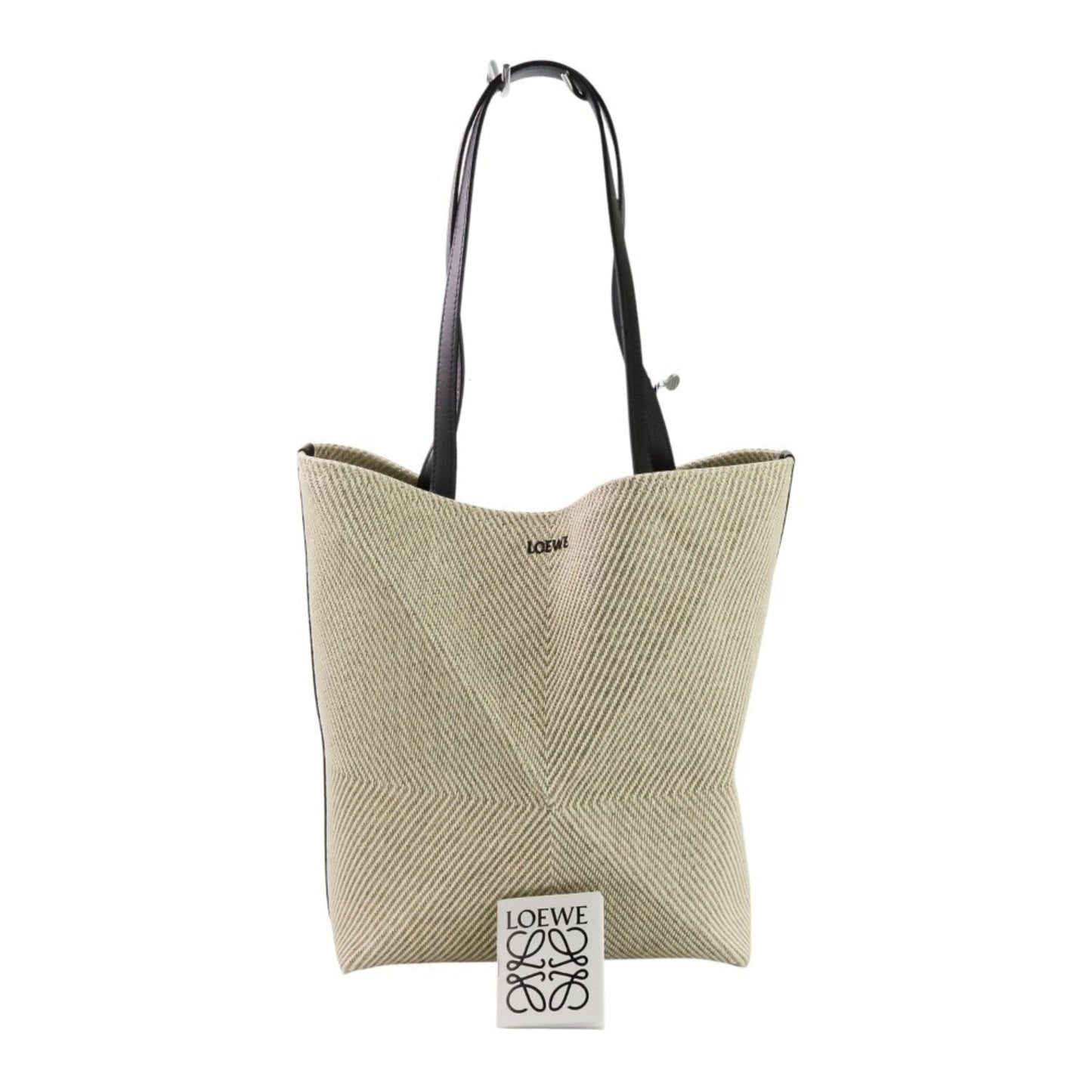 Loewe Beige Black Cotton Leather Tote Bag (Pre-Owned)