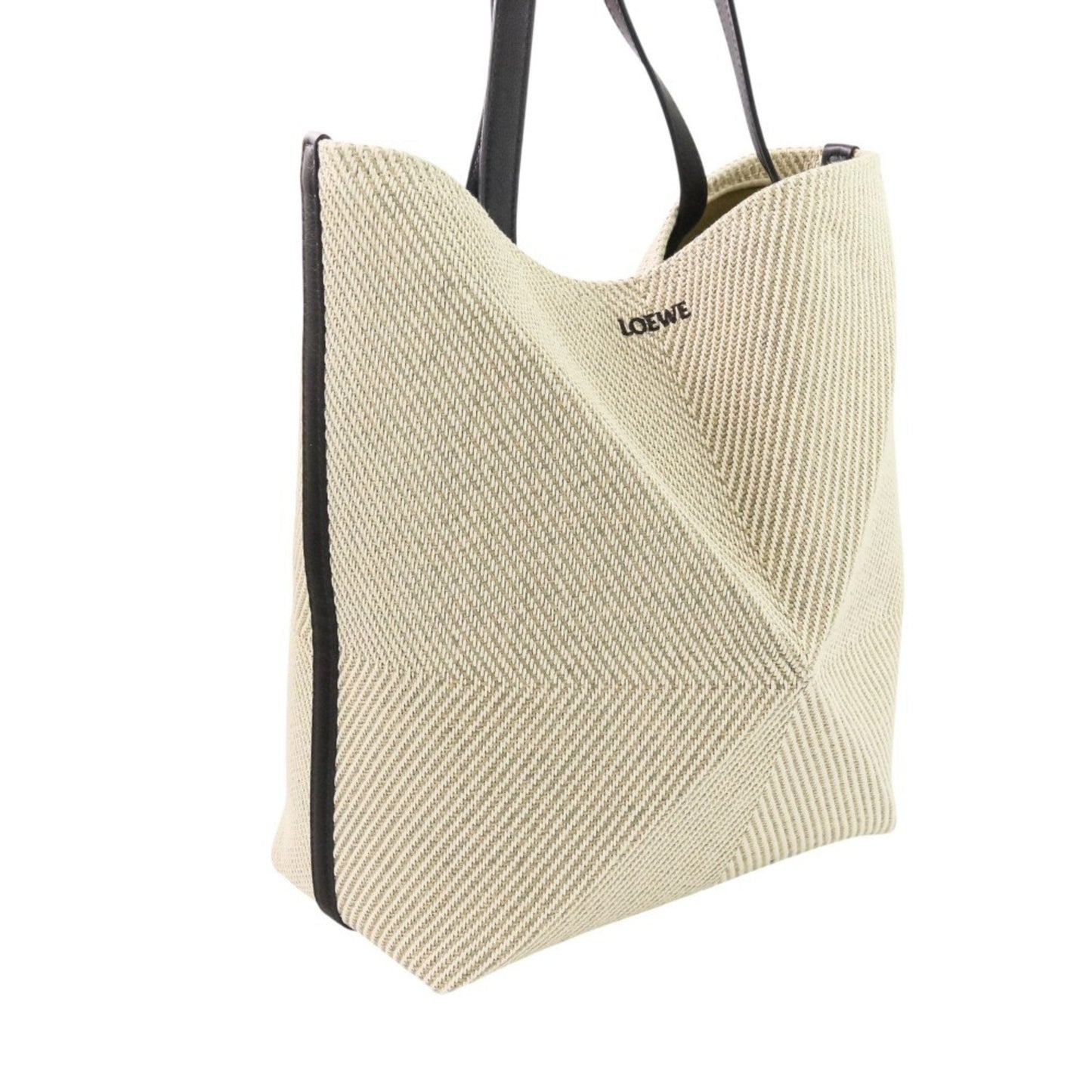 Loewe Beige Black Cotton Leather Tote Bag (Pre-Owned)