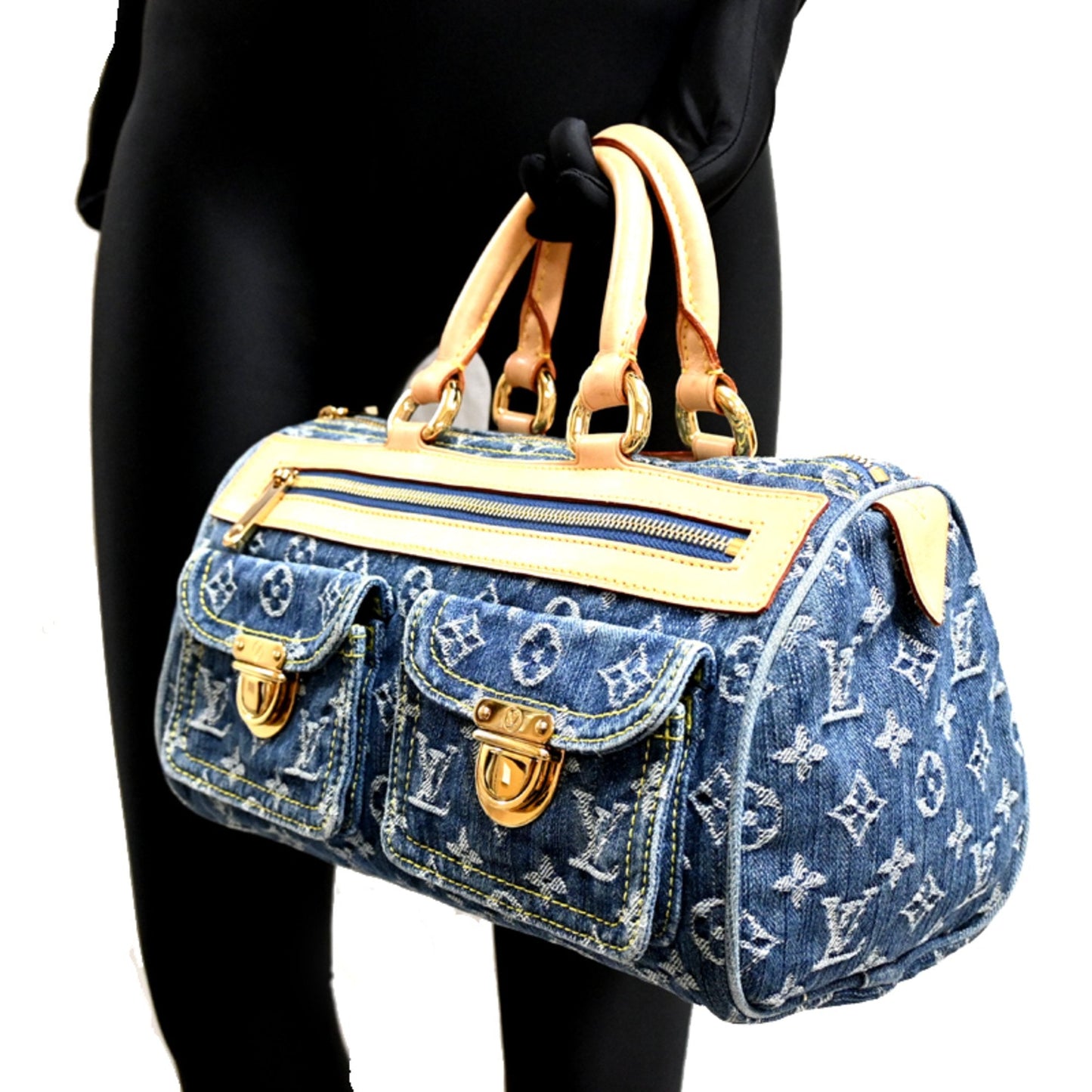 Louis Vuitton Blue Monogram Denim Handbag (Pre-Owned)