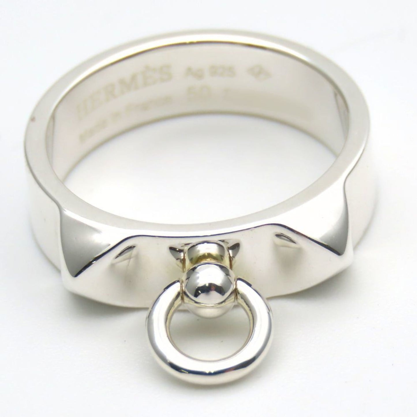 Hermes Silver Silver 925 Band Ring (Pre-Owned)