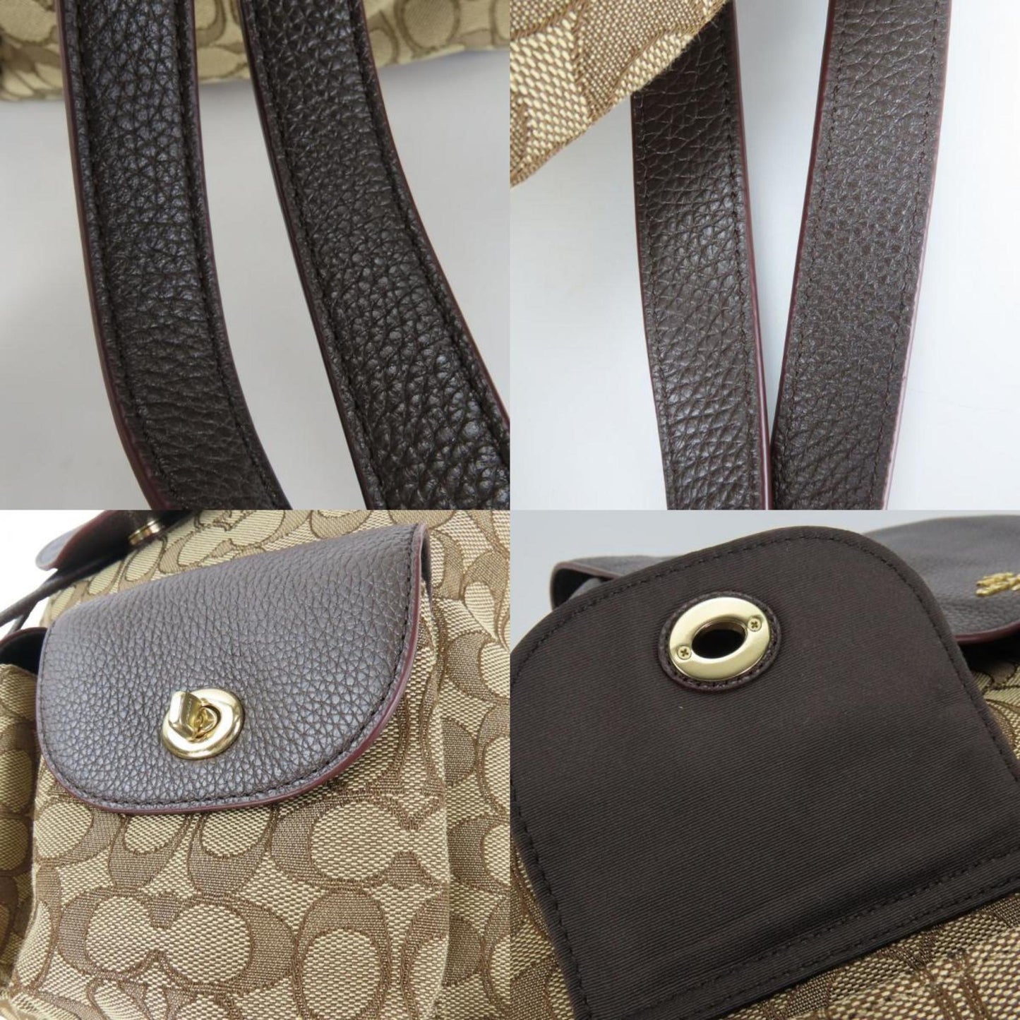 Coach Dark Brown Canvas Leather Backpack (Pre-Owned)