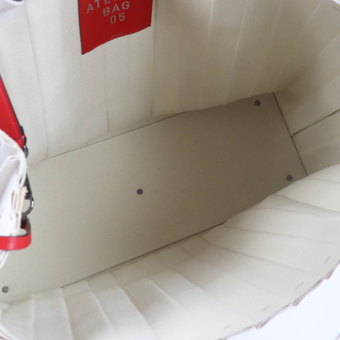 Valentino Garavani Ivory Canvas Leather Tote Bag (Pre-Owned)
