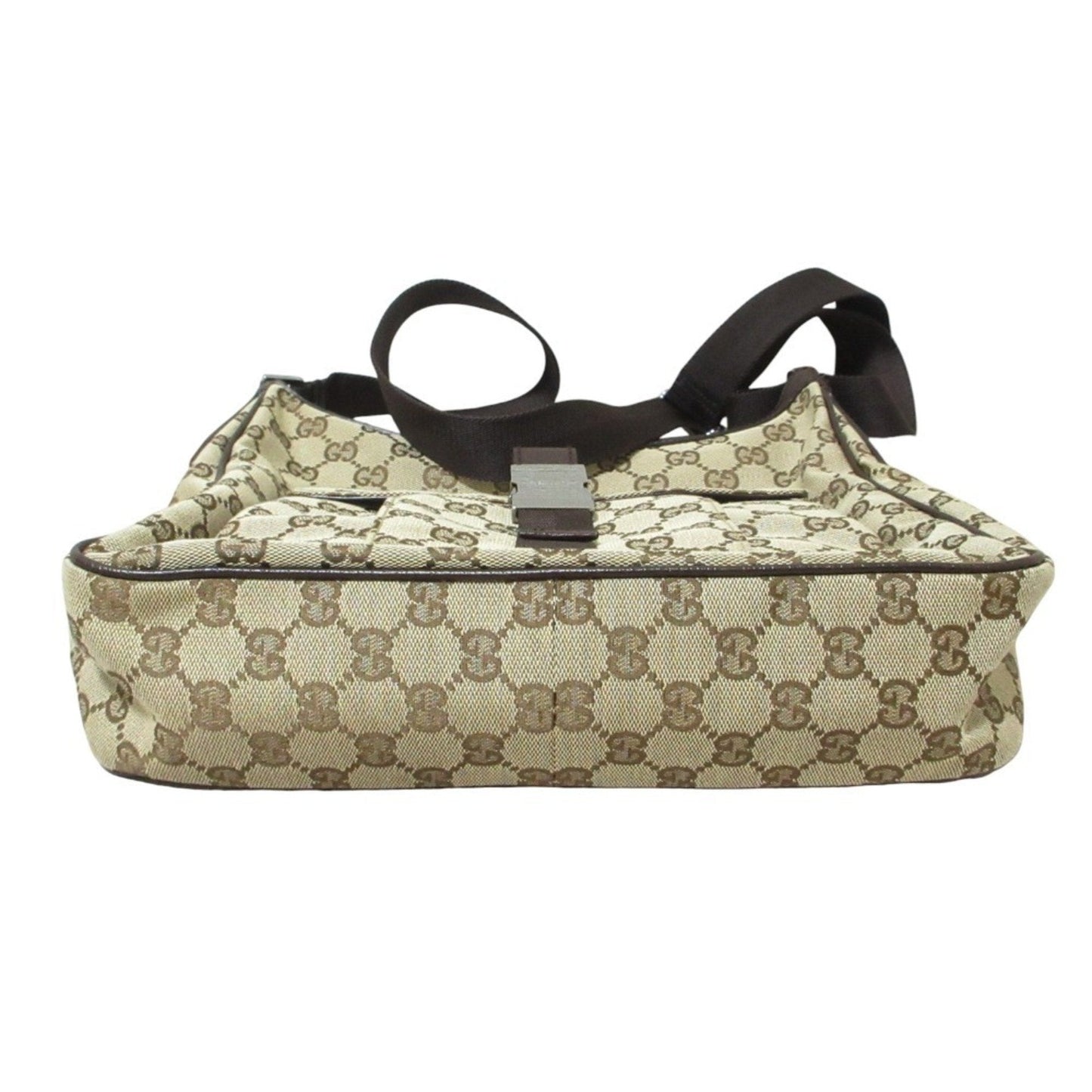 Gucci Gg Canvas Beige Brown Shoulder Bag (Pre-Owned)