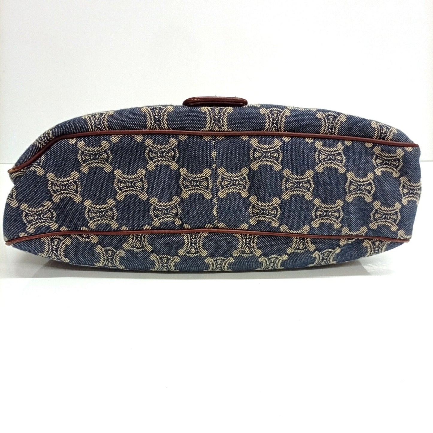 Celine Blue Brown Canvas Leather Handbag (Pre-Owned)