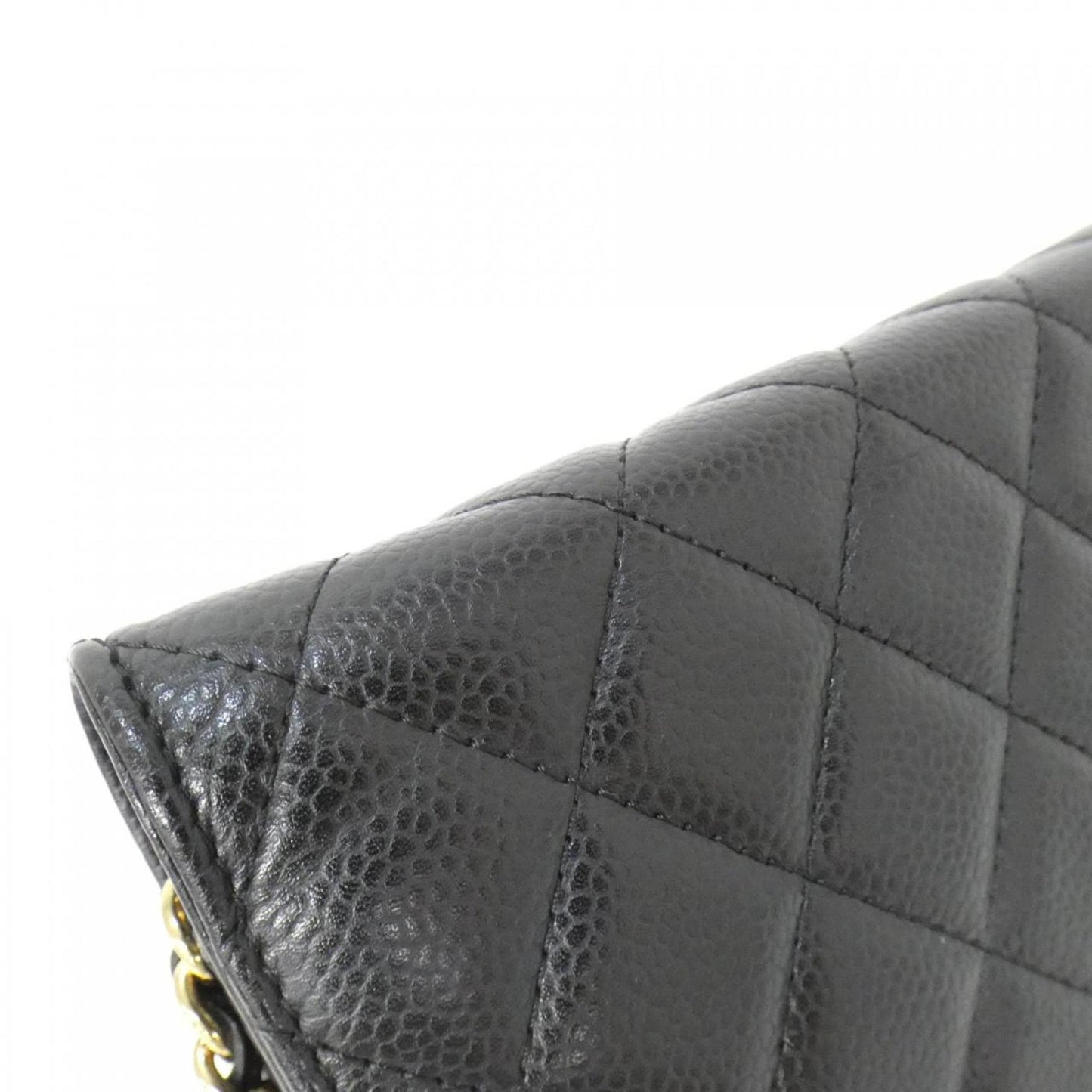 Chanel Black Bordeaux Grained Calfskin Chain/Shoulder Wallet (Pre-Owned)