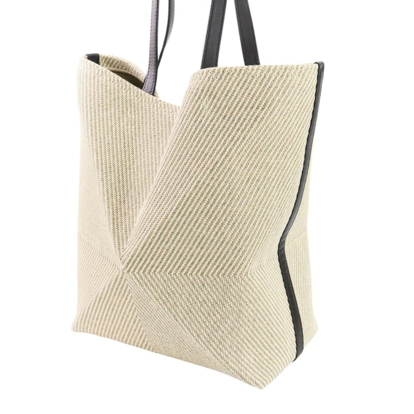 Loewe Beige Black Cotton Leather Tote Bag (Pre-Owned)