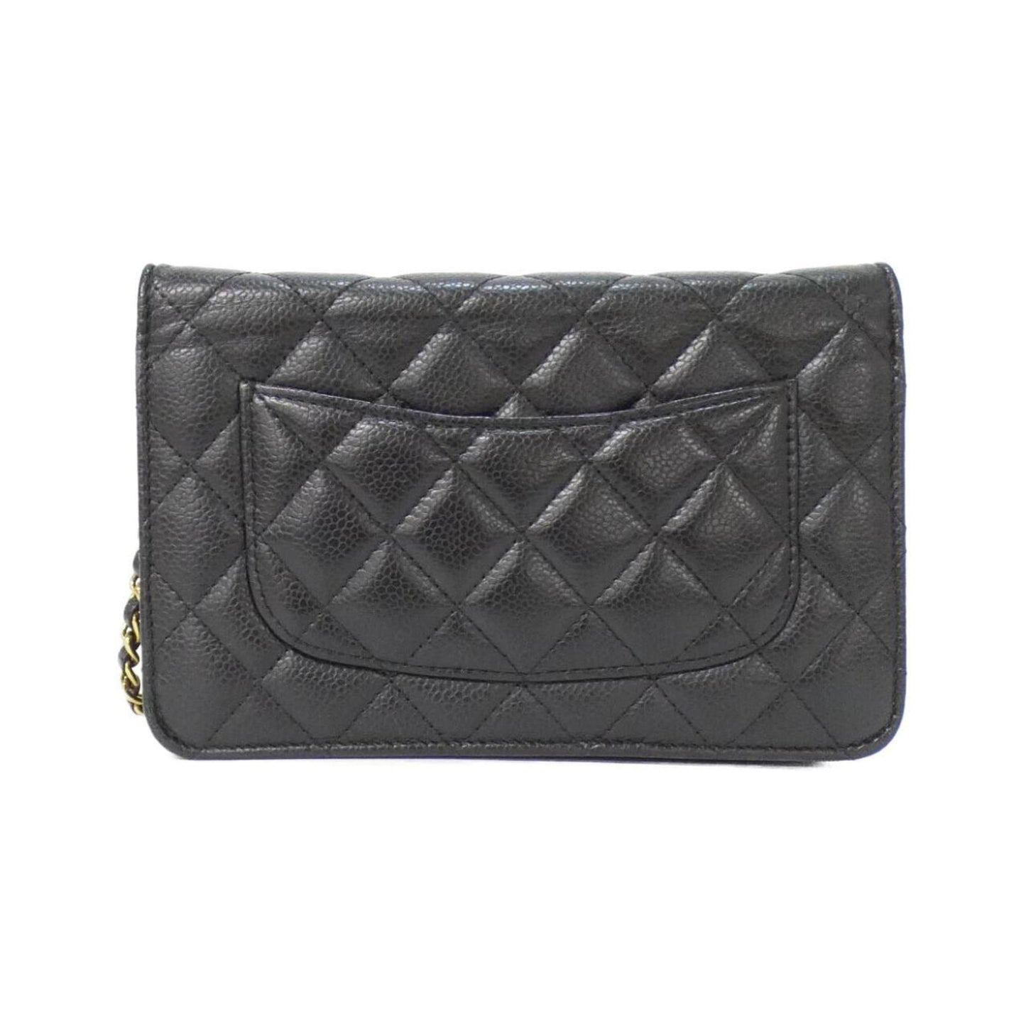 Chanel Black Bordeaux Grained Calfskin Chain/Shoulder Wallet (Pre-Owned)