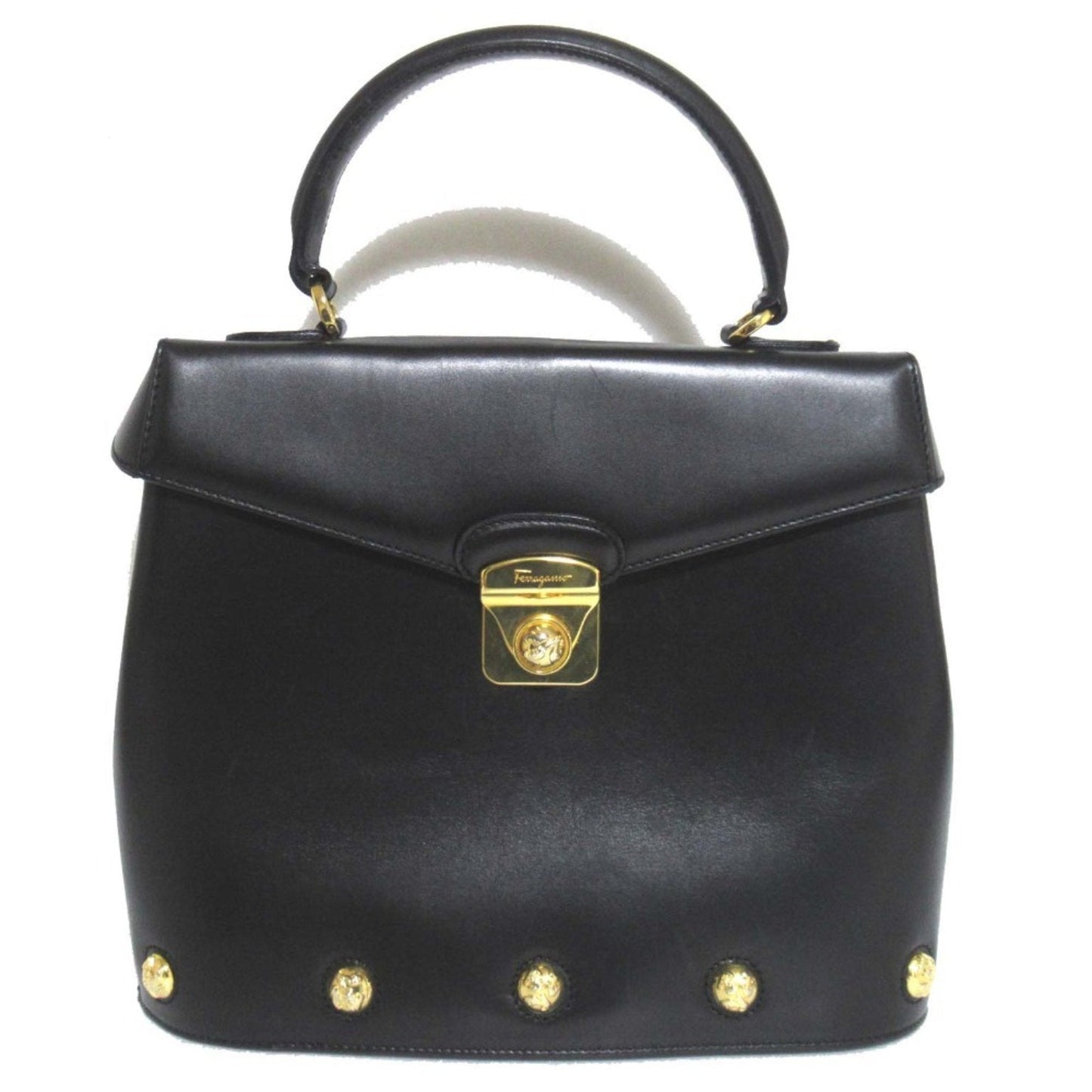 Salvatore Ferragamo Black Leather Handbag Shoulder Bag (Pre-Owned)