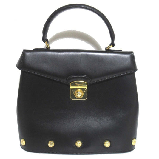 Salvatore Ferragamo Black Leather Handbag Shoulder Bag (Pre-Owned)
