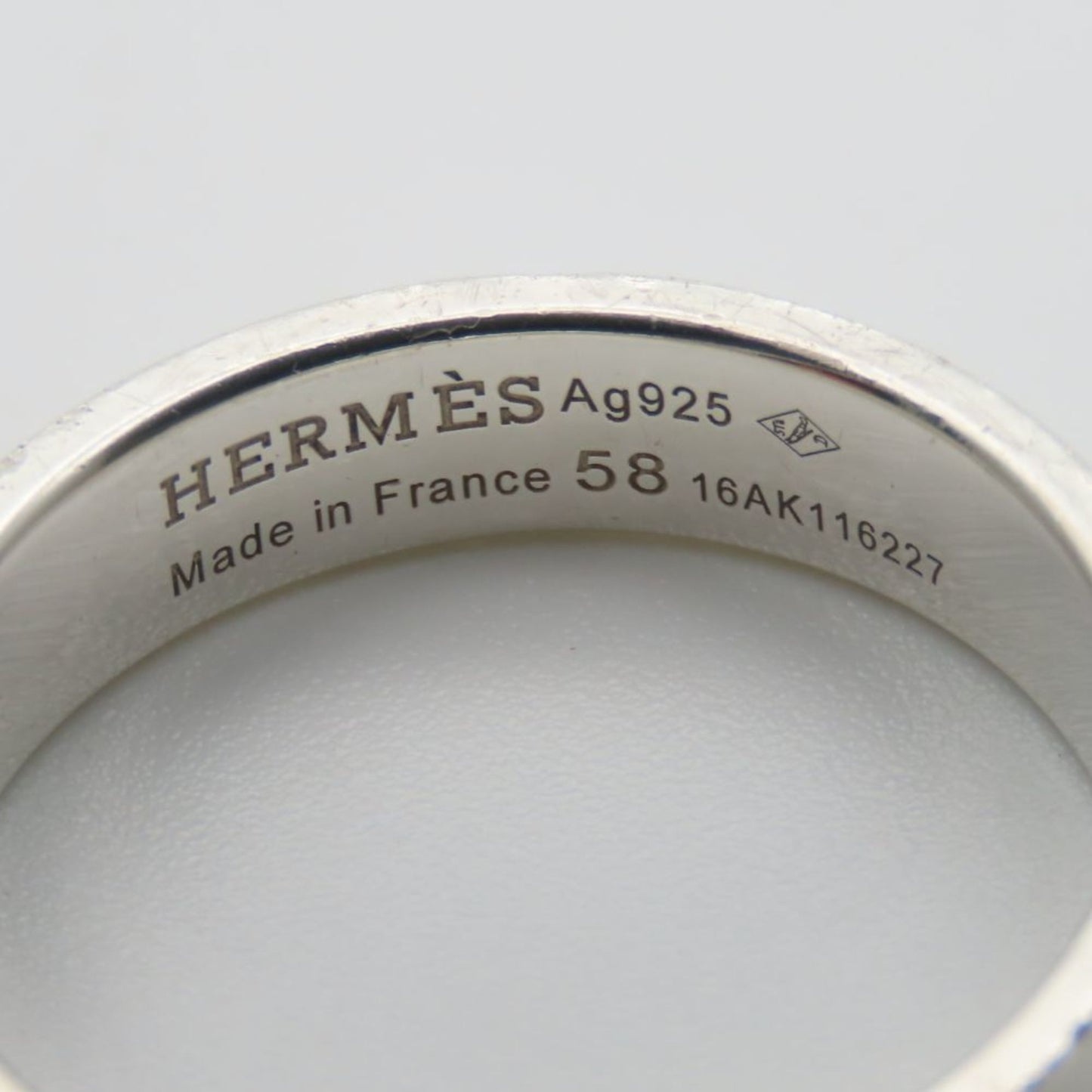 Hermes Silver Silver 925 Band Ring (Pre-Owned)