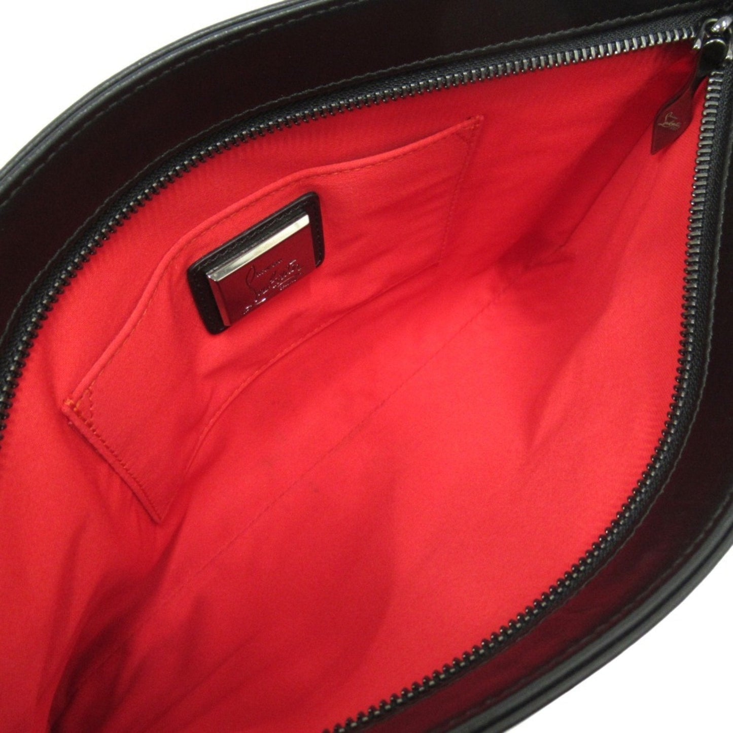 Christian Louboutin Black Red Color Leather Clutch Bag (Pre-Owned)