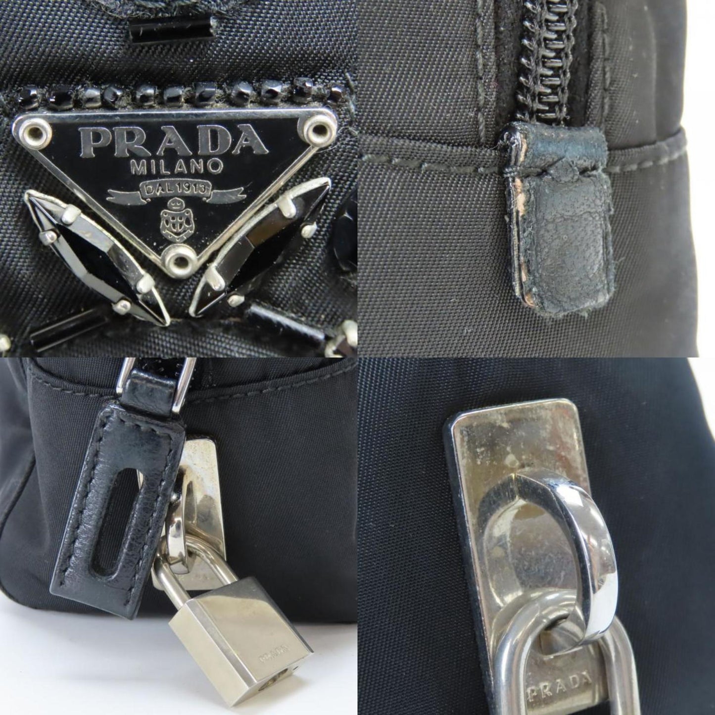 Prada Black Nero Nylon Leather Handbag (Pre-Owned)