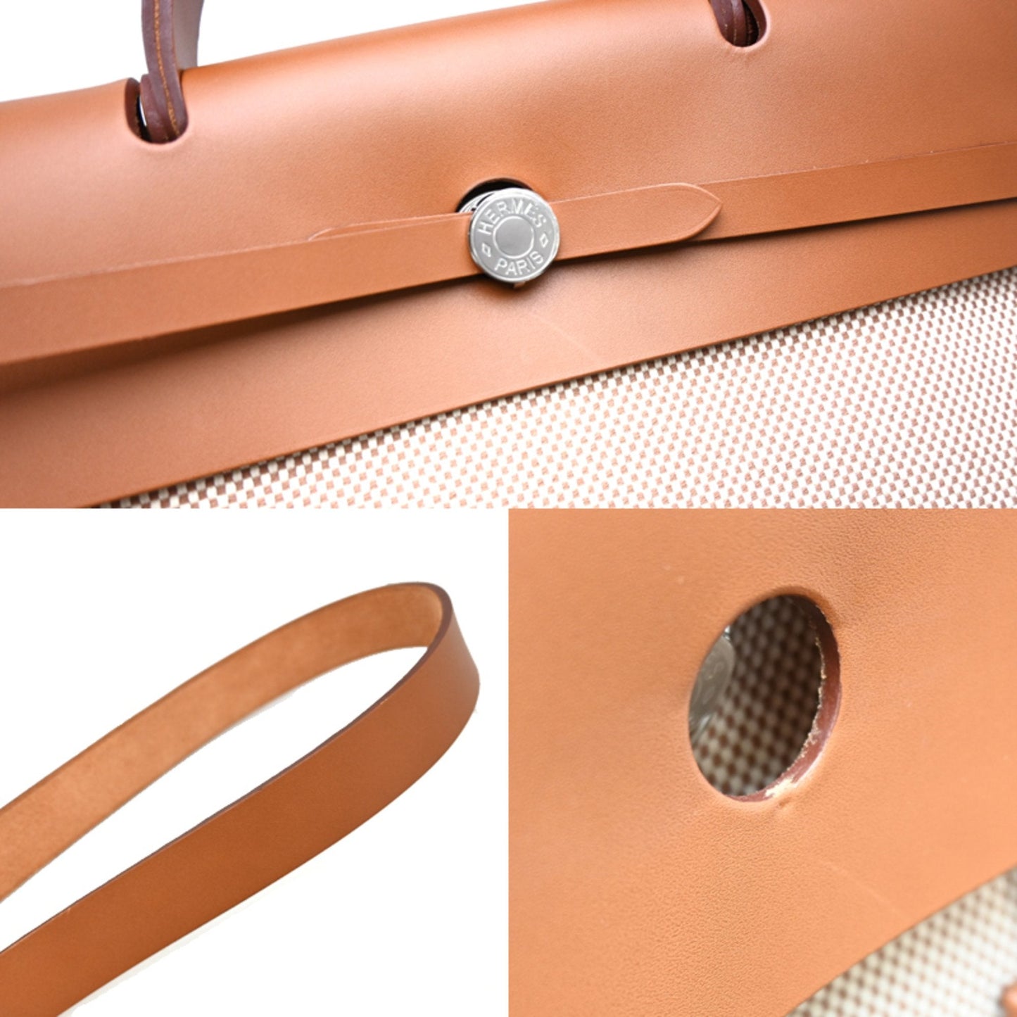 Hermes Beige Brown Leather Handbag (Pre-Owned)