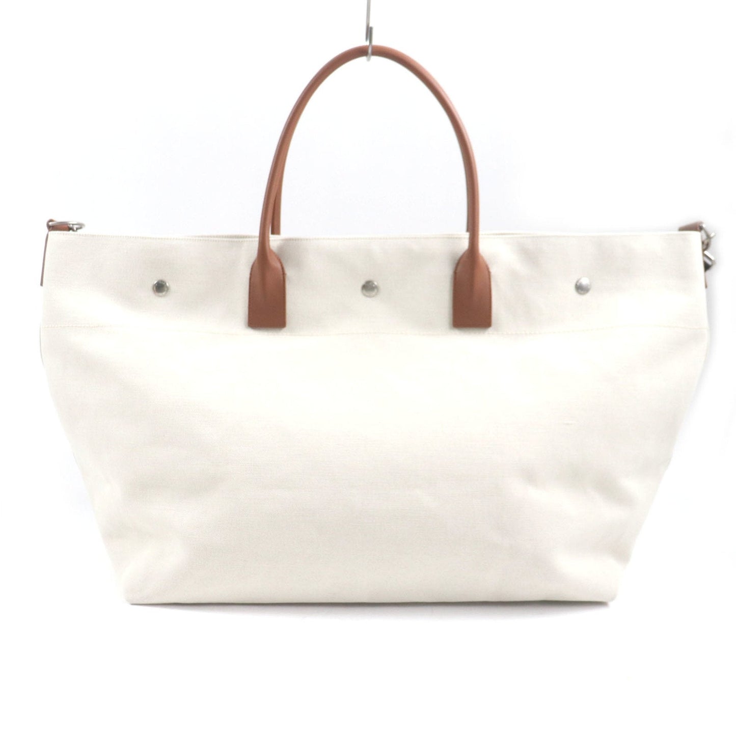Saint Laurent Beige Brown Canvas Leather Shopping Bag Tote Bag (Pre-Owned)