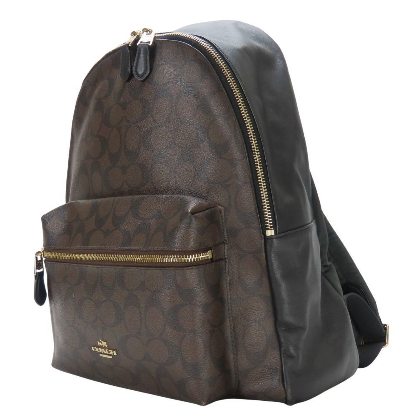 Coach Black Dark Brown Pvc Leather Backpack (Pre-Owned)